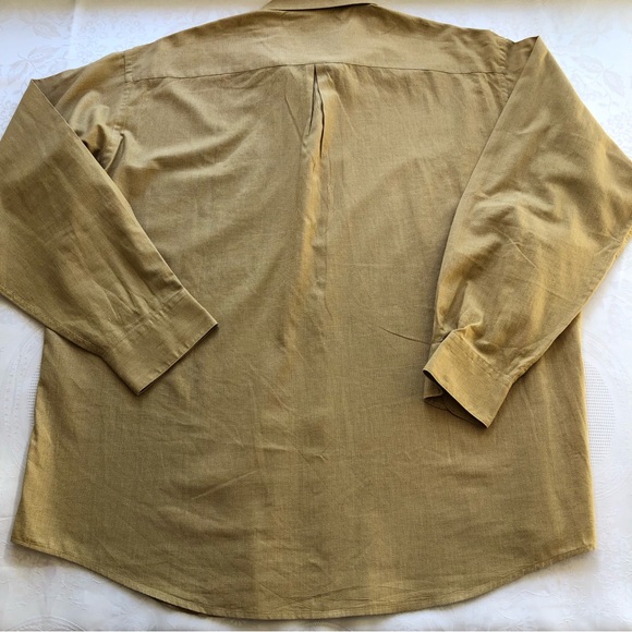 Donna Karan Signature Men’s Size 17.5 34/35 Gold Button-Up Collared Dress Shirt - Picture 2 of 15